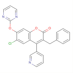 393812-10-7  2H-1-Benzopyran-2-one,6-chloro-3-(phenylmethyl)-4-(3-pyridinyl)-7-(2-pyrimidinyloxy)-