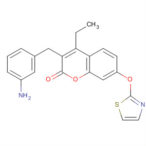 393812-21-0  2H-1-Benzopyran-2-one,3-[(3-aminophenyl)methyl]-4-ethyl-7-(2-thiazolyloxy)-