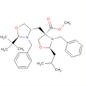 393867-30-6  4-Oxazolidinecarboxylic acid,4-[[(2R,4S)-2-(1,1-dimethylethyl)-3-(phenylmethyl)-4-oxazolidinyl]carbonyl]-2-(2-methylpropyl)-3-(phenylmethyl)-, methyl ester, (2R,4R)-