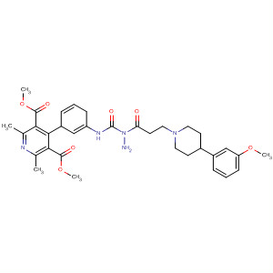 394202-98-3  3,5-Pyridinedicarboxylic acid,1,4-dihydro-4-[3-[[[2-[3-[4-(3-methoxyphenyl)-1-piperidinyl]-1-oxopropyl]hydrazino]carbonyl]amino]phenyl]-2,6-dimethyl-, dimethyl ester