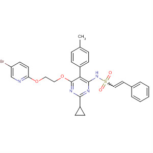 394206-75-8  Ethenesulfonamide,N-[6-[2-[(5-bromo-2-pyridinyl)oxy]ethoxy]-2-cyclopropyl-5-(4-methylphenyl)-4-pyrimidinyl]-2-phenyl-