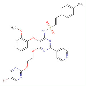 394207-00-2  Ethenesulfonamide,N-[6-[2-[(5-bromo-2-pyrimidinyl)oxy]ethoxy]-5-(2-methoxyphenoxy)-2-(4-pyridinyl)-4-pyrimidinyl]-2-(4-methylphenyl)-