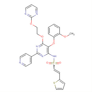 394207-04-6  Ethenesulfonamide,N-[5-(2-methoxyphenoxy)-2-(4-pyridinyl)-6-[2-(2-pyrimidinyloxy)ethoxy]-4-pyrimidinyl]-2-(2-thienyl)-