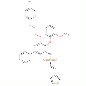394207-08-0  Ethenesulfonamide,N-[6-[2-[(5-bromo-2-pyrimidinyl)oxy]ethoxy]-5-(2-methoxyphenoxy)-2-(4-pyridinyl)-4-pyrimidinyl]-2-(3-thienyl)-