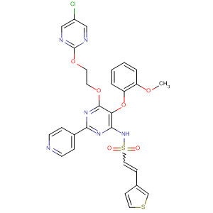 394207-11-5  Ethenesulfonamide,N-[6-[2-[(5-chloro-2-pyrimidinyl)oxy]ethoxy]-5-(2-methoxyphenoxy)-2-(4-pyridinyl)-4-pyrimidinyl]-2-(3-thienyl)-