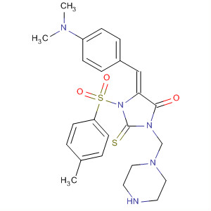 394220-89-4  4-Imidazolidinone,5-[[4-(dimethylamino)phenyl]methylene]-1-[(4-methylphenyl)sulfonyl]-3-(1-piperazinylmethyl)-2-thioxo-, (5Z)-
