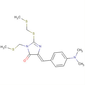 394220-93-0  4H-Imidazol-4-one,5-[[4-(dimethylamino)phenyl]methylene]-3,5-dihydro-3-[(methylthio)methyl]-2-[[(methylthio)methyl]thio]-, (5Z)-