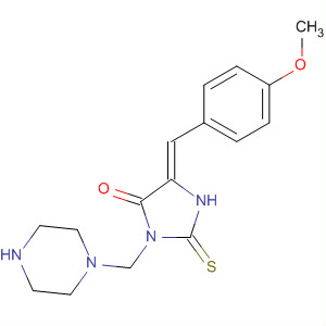 394220-95-2  4-Imidazolidinone,5-[(4-methoxyphenyl)methylene]-3-(1-piperazinylmethyl)-2-thioxo-, (5Z)-