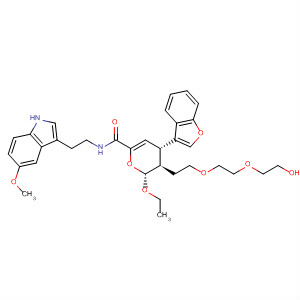 394252-95-0  2H-Pyran-6-carboxamide,4-(3-benzofuranyl)-2-ethoxy-3,4-dihydro-3-[2-[2-(2-hydroxyethoxy)ethoxy]ethyl]-N-[2-(5-methoxy-1H-indol-3-yl)ethyl]-, (2R,3R,4S)-