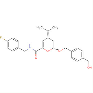 394253-17-9  2H-Pyran-6-carboxamide,N-[(4-fluorophenyl)methyl]-3,4-dihydro-2-[[4-(hydroxymethyl)phenyl]methoxy]-4-(1-methylethyl)-, (2R,4S)-