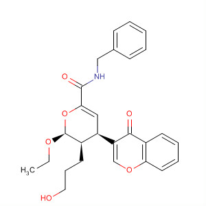 394253-36-2  2H-Pyran-6-carboxamide,2-ethoxy-3,4-dihydro-3-(3-hydroxypropyl)-4-(4-oxo-4H-1-benzopyran-3-yl)-N-(phenylmethyl)-, (2S,3R,4R)-