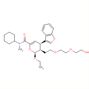 394253-41-9  2H-Pyran-6-carboxamide,4-(3-benzofuranyl)-N-cyclohexyl-2-ethoxy-3,4-dihydro-3-[2-[2-(2-hydroxyethoxy)ethoxy]ethyl]-N-methyl-, (2S,3R,4R)-