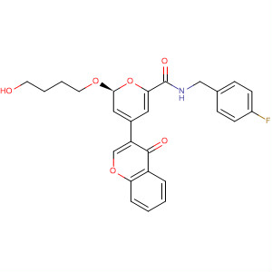 394253-67-9  2H-Pyran-6-carboxamide,N-[(4-fluorophenyl)methyl]-3,4-dihydro-2-(4-hydroxybutoxy)-4-(4-oxo-4H-1-benzopyran-3-yl)-, (2S,4S)-