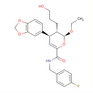 394253-68-0  2H-Pyran-6-carboxamide,4-(1,3-benzodioxol-5-yl)-2-ethoxy-N-[(4-fluorophenyl)methyl]-3,4-dihydro-3-(3-hydroxypropyl)-, (2S,3S,4R)-