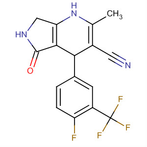 395665-06-2  1H-Pyrrolo[3,4-b]pyridine-3-carbonitrile,4-[4-fluoro-3-(trifluoromethyl)phenyl]-4,5,6,7-tetrahydro-2-methyl-5-oxo-