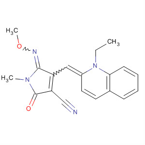 398130-42-2  1H-Pyrrole-3-carbonitrile,4-[(1-ethyl-2(1H)-quinolinylidene)methyl]-2,5-dihydro-5-(methoxyimino)-1-methyl-2-oxo-