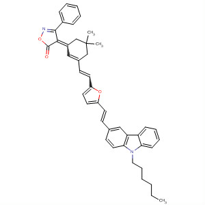 390801-37-3  5(4H)-Isoxazolone,4-[3-[2-[5-[(1E)-2-(9-hexyl-9H-carbazol-3-yl)ethenyl]-2-furanyl]ethenyl]-5,5-dimethyl-2-cyclohexen-1-ylidene]-3-phenyl-