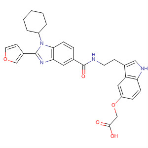 390809-76-4  Acetic acid,[[3-[2-[[[1-cyclohexyl-2-(3-furanyl)-1H-benzimidazol-5-yl]carbonyl]amino]ethyl]-1H-indol-5-yl]oxy]-