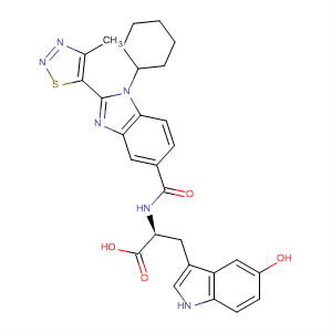 390810-23-8  L-Tryptophan,N-[[1-cyclohexyl-2-(4-methyl-1,2,3-thiadiazol-5-yl)-1H-benzimidazol-5-yl]carbonyl]-5-hydroxy-