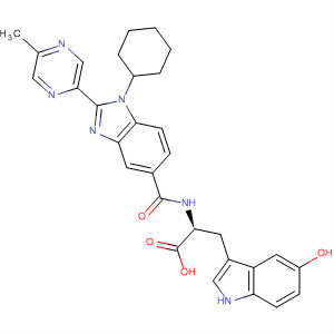 390810-25-0  L-Tryptophan,N-[[1-cyclohexyl-2-(5-methylpyrazinyl)-1H-benzimidazol-5-yl]carbonyl]-5-hydroxy-