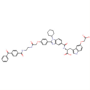 390810-32-9  L-Tryptophan,N-[[2-[4-[2-[[2-[(4-benzoylbenzoyl)amino]ethyl]amino]-2-oxoethoxy]phenyl]-1-cyclohexyl-1H-benzimidazol-5-yl]carbonyl]-5-(carboxymethoxy)-