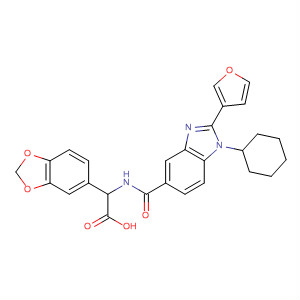 390812-13-2  1,3-Benzodioxole-5-acetic acid,a-[[[1-cyclohexyl-2-(3-furanyl)-1H-benzimidazol-5-yl]carbonyl]amino]-