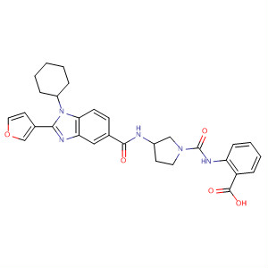 390812-97-2  Benzoic acid,2-[[[3-[[[1-cyclohexyl-2-(3-furanyl)-1H-benzimidazol-5-yl]carbonyl]amino]-1-pyrrolidinyl]carbonyl]amino]-