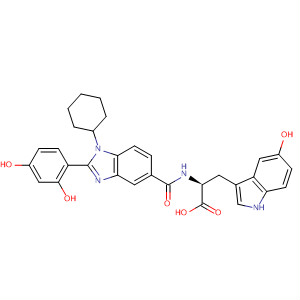 390814-57-0  L-Tryptophan,N-[[1-cyclohexyl-2-(2,4-dihydroxyphenyl)-1H-benzimidazol-5-yl]carbonyl]-5-hydroxy-