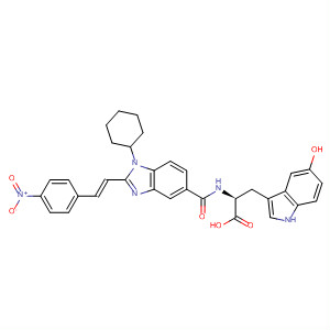 390814-60-5  L-Tryptophan,N-[[1-cyclohexyl-2-[(1E)-2-(4-nitrophenyl)ethenyl]-1H-benzimidazol-5-yl]carbonyl]-5-hydroxy-