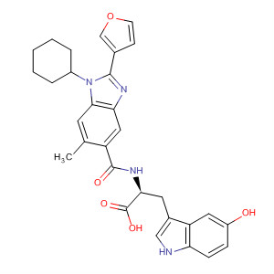 390814-95-6  L-Tryptophan,N-[[1-cyclohexyl-2-(3-furanyl)-6-methyl-1H-benzimidazol-5-yl]carbonyl]-5-hydroxy-