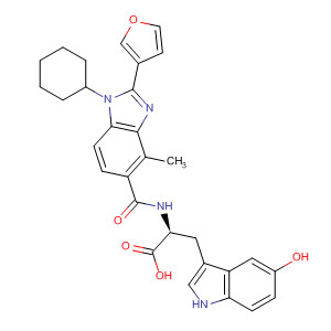390814-96-7  L-Tryptophan,N-[[1-cyclohexyl-2-(3-furanyl)-4-methyl-1H-benzimidazol-5-yl]carbonyl]-5-hydroxy-