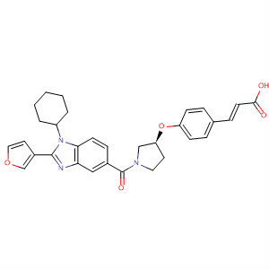390815-02-8  2-Propenoic acid,3-[4-[[(3S)-1-[[1-cyclohexyl-2-(3-furanyl)-1H-benzimidazol-5-yl]carbonyl]-3-pyrrolidinyl]oxy]phenyl]-, (2E)-