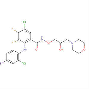 391211-04-4  Benzamide,5-chloro-2-[(2-chloro-4-iodophenyl)amino]-3,4-difluoro-N-[2-hydroxy-3-(4-morpholinyl)propoxy]-