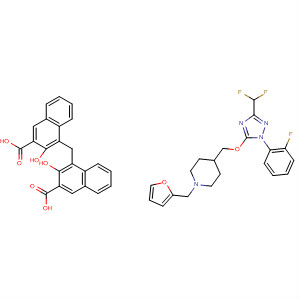 391239-92-2  2-Naphthalenecarboxylic acid, 4,4'-methylenebis[3-hydroxy-, compd.with4-[[[3-(difluoromethyl)-1-(2-fluorophenyl)-1H-1,2,4-triazol-5-yl]oxy]methyl]-1-(2-furanylmethyl)piperidine (1:1)