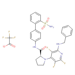 391663-35-7  2-Pyrrolidinecarboxamide,N-[2'-(aminosulfonyl)[1,1'-biphenyl]-4-yl]-1-[2,3,5-trifluoro-6-[(phenylmethyl)amino]-4-pyridinyl]-, (2S)-, mono(trifluoroacetate)