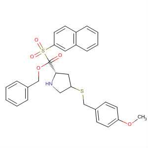 391672-19-8  L-Proline, 4-[[(4-methoxyphenyl)methyl]thio]-1-(2-naphthalenylsulfonyl)-,phenylmethyl ester, (4R)-