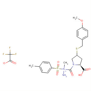 391672-51-8  L-Proline, 4-[[(4-methoxyphenyl)methyl]thio]-,2-methyl-2-[(4-methylphenyl)sulfonyl]hydrazide, (4R)-,mono(trifluoroacetate)