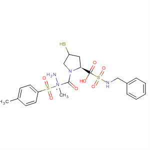 391672-57-4  L-Proline, 4-mercapto-1-[[(phenylmethyl)amino]sulfonyl]-,2-methyl-2-[(4-methylphenyl)sulfonyl]hydrazide, (4R)-