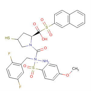 391672-81-4  L-Proline, 4-mercapto-1-(2-naphthalenylsulfonyl)-,2-[(2,5-difluorophenyl)methyl]-2-[(4-methoxyphenyl)sulfonyl]hydrazide,(4R)-