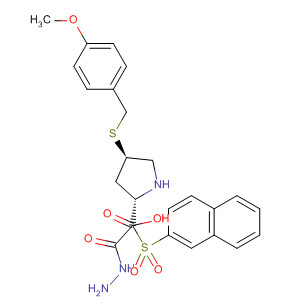 391672-93-8  L-Proline, 4-[[(4-methoxyphenyl)methyl]thio]-1-(2-naphthalenylsulfonyl)-,1-methylhydrazide, (4R)-