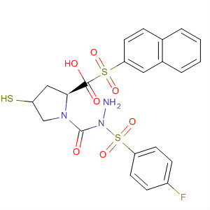 391673-10-2  L-Proline, 4-mercapto-1-(2-naphthalenylsulfonyl)-,2-[(4-fluorophenyl)sulfonyl]hydrazide, (4R)-