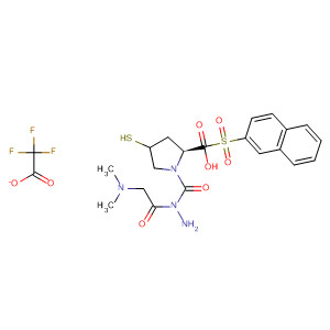 391673-29-3  L-Proline, 4-mercapto-1-(2-naphthalenylsulfonyl)-,2-[(dimethylamino)acetyl]hydrazide, (4R)-, mono(trifluoroacetate) (salt)