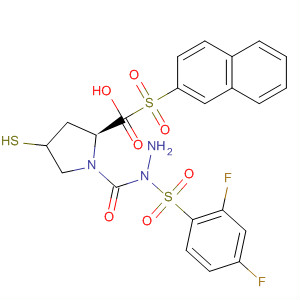 391673-32-8  L-Proline, 4-mercapto-1-(2-naphthalenylsulfonyl)-,2-[(2,4-difluorophenyl)sulfonyl]hydrazide, (4R)-