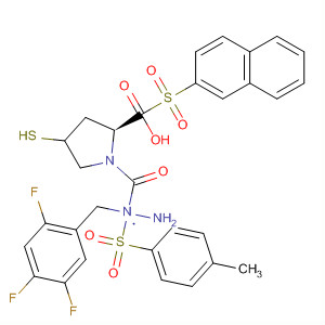 391673-47-5  L-Proline, 4-mercapto-1-(2-naphthalenylsulfonyl)-,2-[(4-methylphenyl)sulfonyl]-2-[(2,4,5-trifluorophenyl)methyl]hydrazide,(4R)-