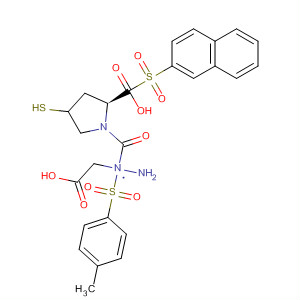 391673-49-7  L-Proline, 4-mercapto-1-(2-naphthalenylsulfonyl)-,2-(carboxymethyl)-2-[(4-methylphenyl)sulfonyl]hydrazide, (4R)-