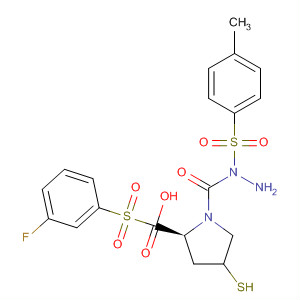 391673-56-6  L-Proline, 1-[(3-fluorophenyl)sulfonyl]-4-mercapto-,2-[(4-methylphenyl)sulfonyl]hydrazide, (4R)-