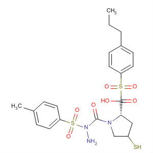 391673-65-7  L-Proline, 4-mercapto-1-[(4-propylphenyl)sulfonyl]-,2-[(4-methylphenyl)sulfonyl]hydrazide, (4R)-