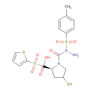 391673-68-0  L-Proline, 4-mercapto-1-(2-thienylsulfonyl)-,2-[(4-methylphenyl)sulfonyl]hydrazide, (4R)-