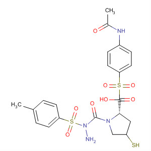 391673-76-0  L-Proline, 1-[[4-(acetylamino)phenyl]sulfonyl]-4-mercapto-,2-[(4-methylphenyl)sulfonyl]hydrazide, (4R)-