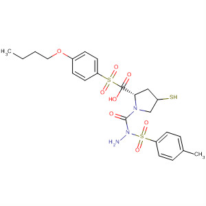 391673-77-1  L-Proline, 1-[(4-butoxyphenyl)sulfonyl]-4-mercapto-,2-[(4-methylphenyl)sulfonyl]hydrazide, (4R)-